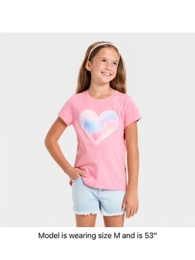 Girls' Pink Heart Graphic Tee